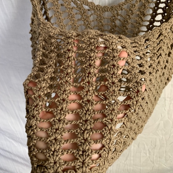 Wishlist Brown Crochet Cropped Tank Top Women Sz M/L - Picture 4 of 4
